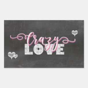 Crazy Liebe Hearts Chalkboard Rechteckiger Aufkleber