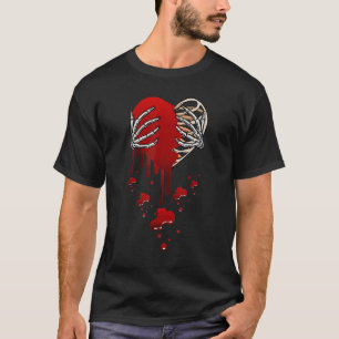 Crazy Liebe Hurt Broken Heart Pain Skeleton Bloody T-Shirt