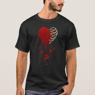 Crazy Liebe Hurt Broken Heart Pain Skeleton Bloody T-Shirt