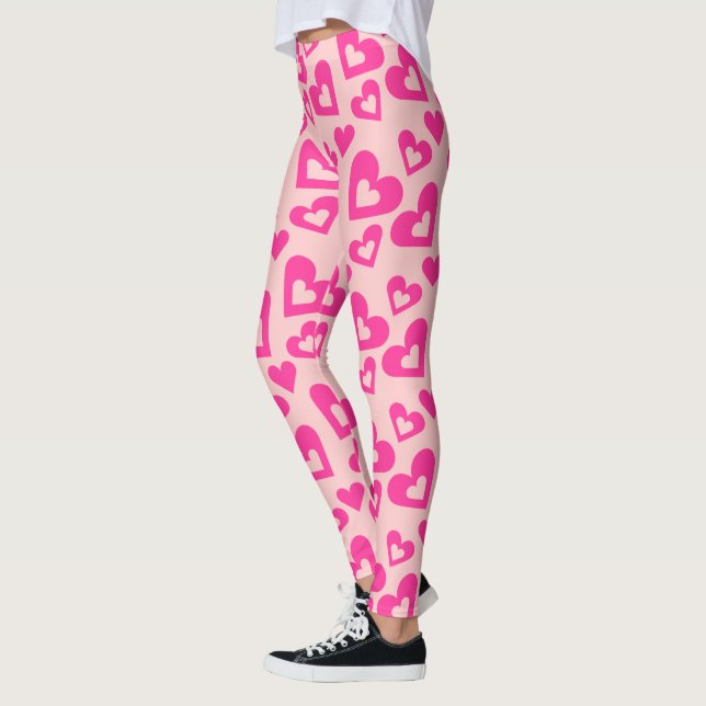 Crazy Light & Dark Pink Hearts Leggings (Links)
