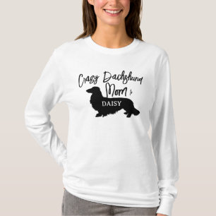 Crazy Long Hair Dackel Hund Mama Personalisiert T-Shirt