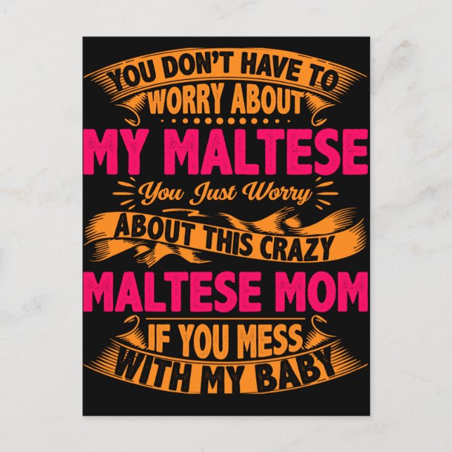 Crazy Maltese Mama Postkarte (Vorderseite)