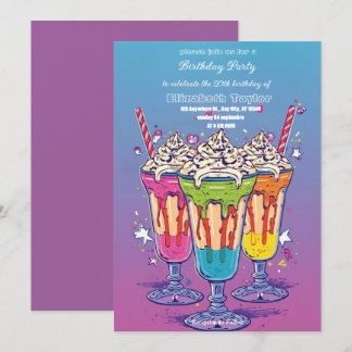 Crazy Milkshake Party Invitation – Colorful Sweet Einladung