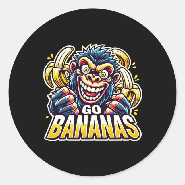 Crazy Monkey Go Bananas Sticker  (Vorderseite)