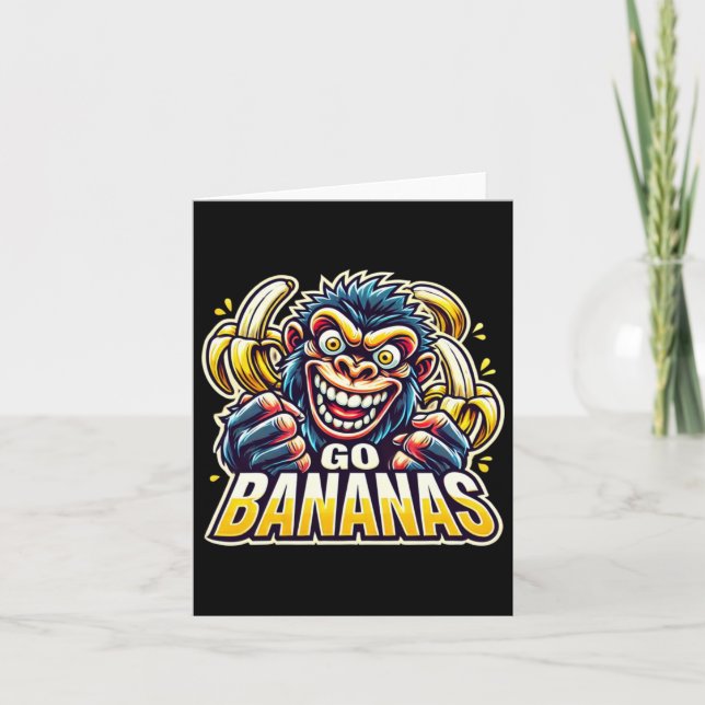 Crazy Monkey Go Bananas Sticker Karte (Vorderseite)