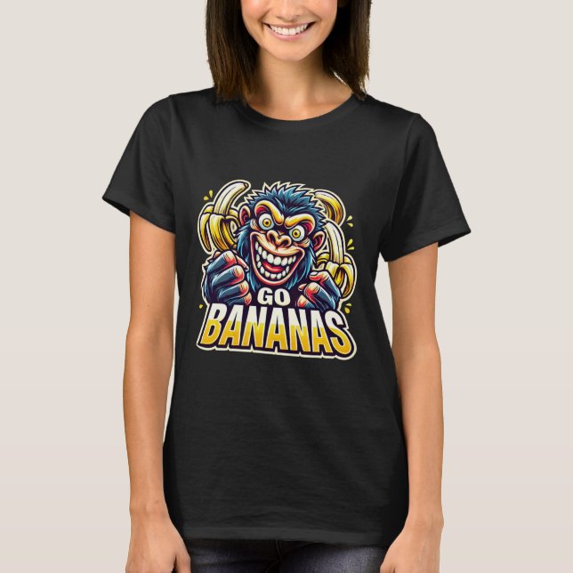 Crazy Monkey Go Bananas Sticker  T-Shirt (Vorderseite)