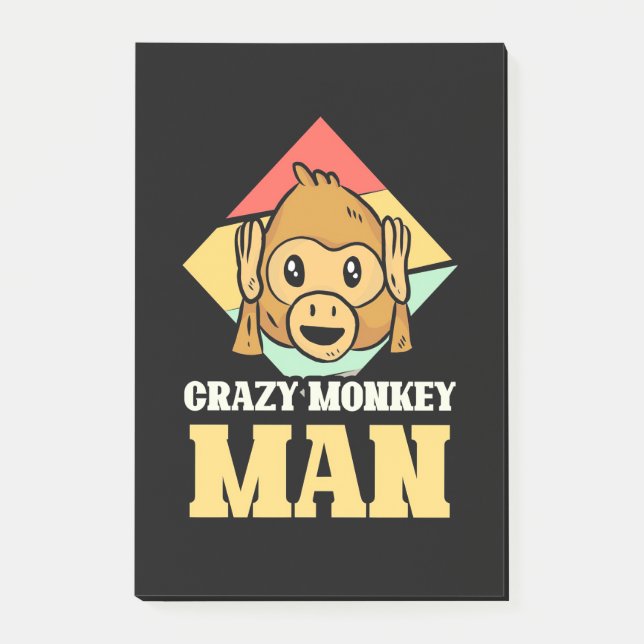 Crazy Monkey Man Post-it Klebezettel (Vorderseite)