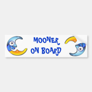 Crazy "MOONER ON BOARD" Cartoon Autoaufkleber