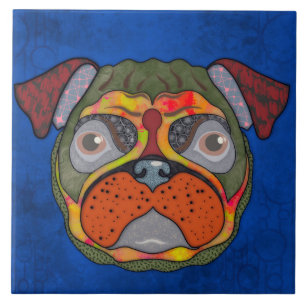 Crazy Mops Hund Gesicht Keramik Tile Fliese