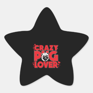 Crazy Mops Lover Mops Eigentümer Geschenk Stern-Aufkleber