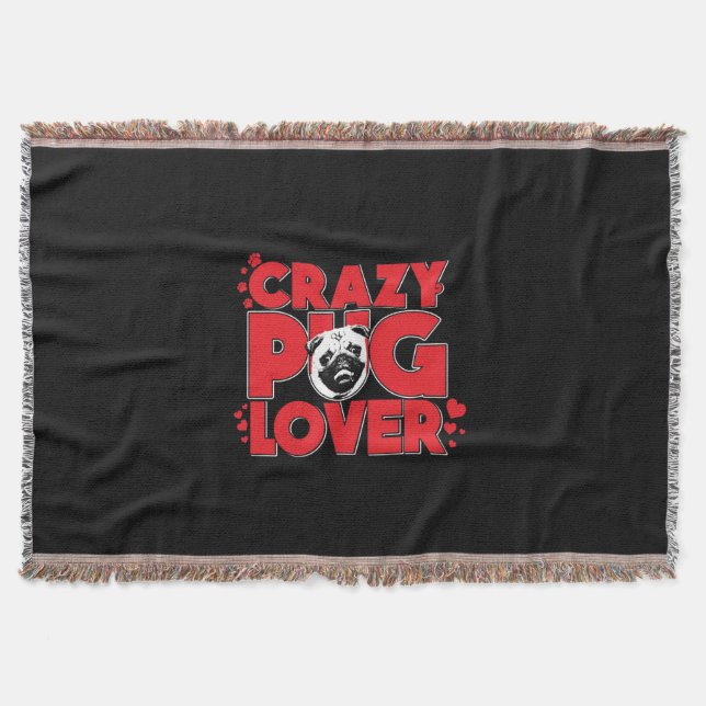 Crazy Mops Lover Mops Owner-Geschenk Decke (Vorderseite)