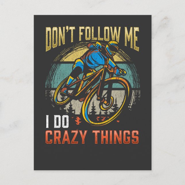 Crazy Mountainbike Rider Bicycle Witty Biker Postkarte (Vorderseite)