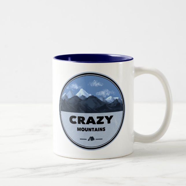 Crazy Mountains Montana Camping Zweifarbige Tasse (Rechts)