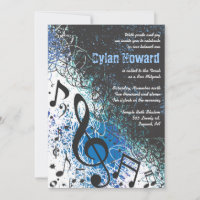 CRAZY MUSICAL NOTES Bar Mitzvah Einladung