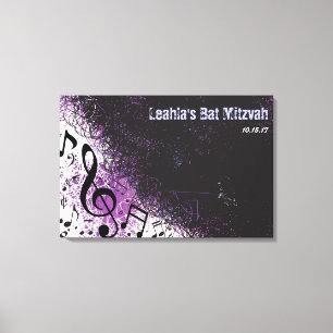 CRAZY MUSICAL NOTES Bar Mitzvah Sign-In Board Leinwanddruck