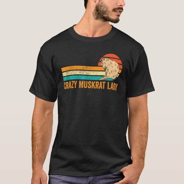 Crazy Muskrat Lady Retro T-Shirt (Vorderseite)