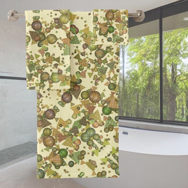 Crazy Muster geometrischer Formen, natürliche Farb Badhandtuch Set (Von Creator hochgeladen)