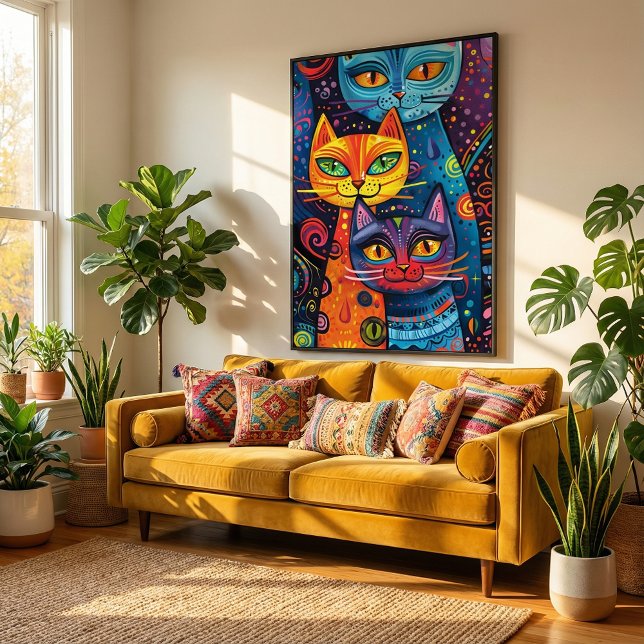 Crazy Niedlich Cats: Bright Doodle Cartoon Banner Poster (Von Creator hochgeladen)