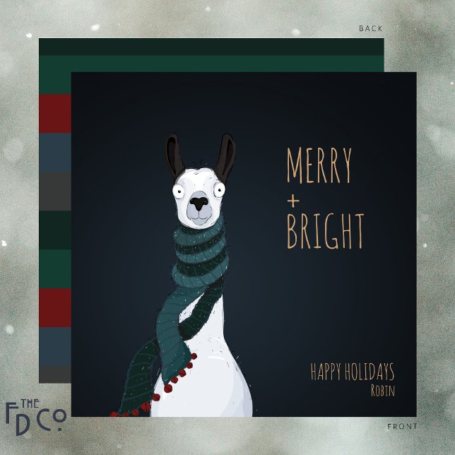 Crazy Niedlich "Merry + Bright" Llama Feiertagskarte (Von Creator hochgeladen)