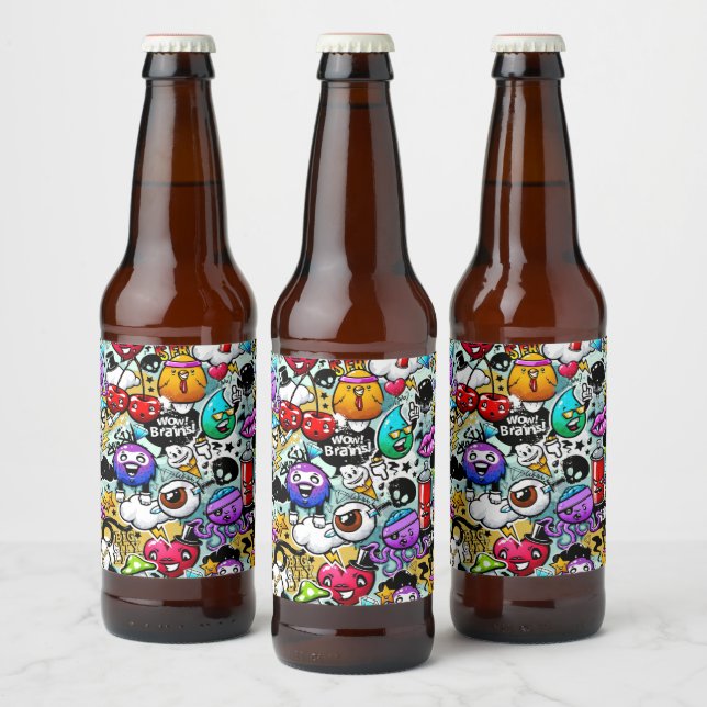 Crazy Obstbäume und Gemüse Graffiti Art Bierflaschenetikett (Flaschen)