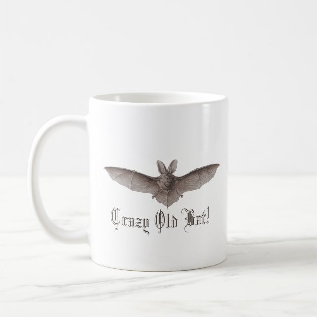 Crazy Old Bat Funny Batty Spaß für komische Frauen Kaffeetasse (Links)