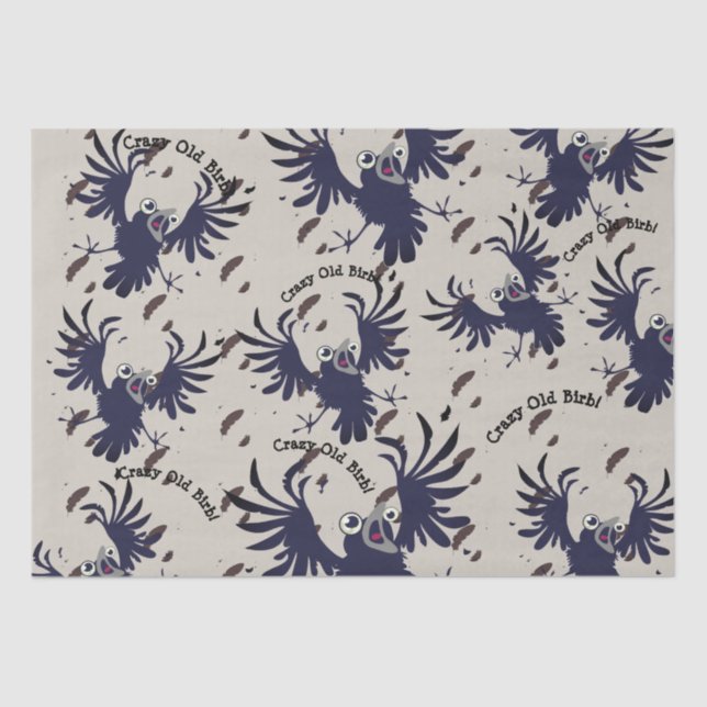 Crazy Old Birb Raven Seidenpapier (Vorderseite)