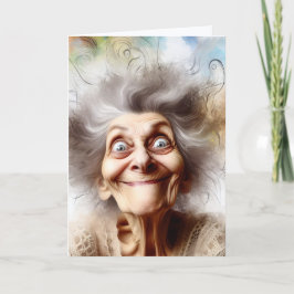 Crazy Old Lady für ältere Geburtstage Karte