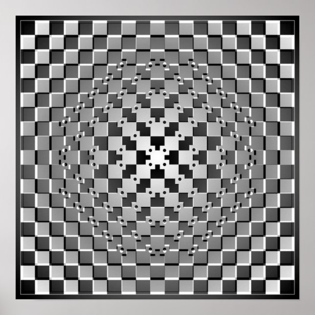 Crazy Optical Illusion - Morphing Metal Square Poster (Vorne)