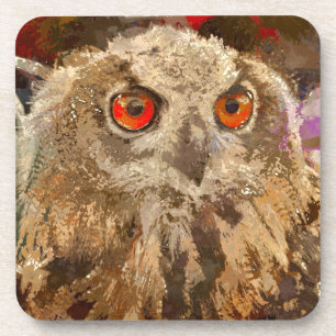 Crazy Paint - Owl Getränkeuntersetzer
