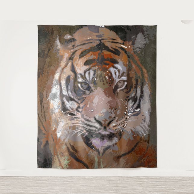 Crazy Paint - Tiger Wandteppich (Vorderseite)