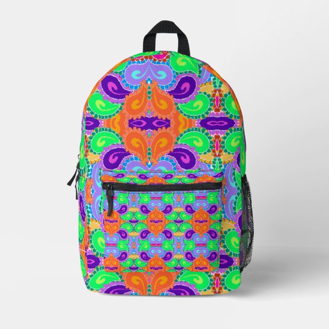 Crazy Paisley Fun Wild Design Bedruckter Rucksack (Vorderseite)