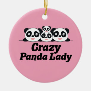 Crazy Panda Lady Hübsch Pink Pandas Keramik Ornament