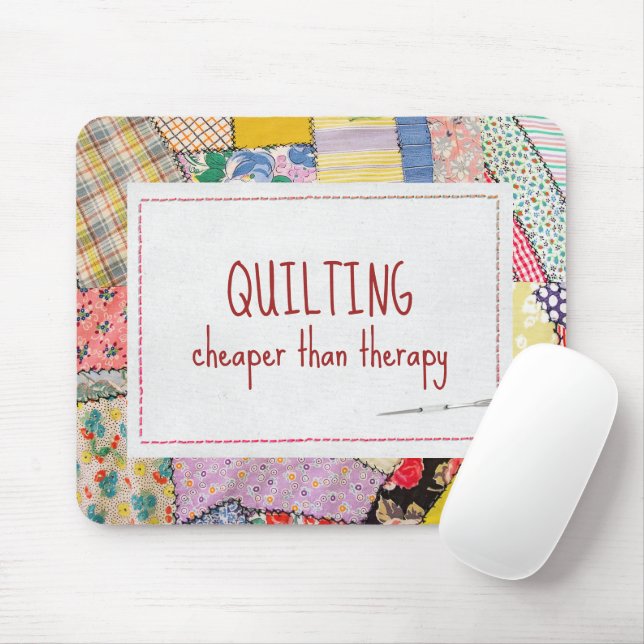 Crazy Patchwork Quilt mit Fun Quote Mousepad (Mit Mouse)