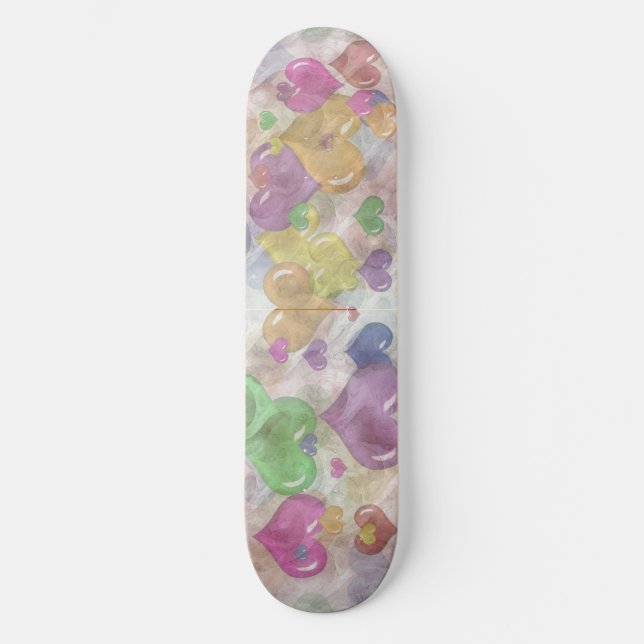 Crazy Pattern Rainbow Hearts Skateboard (Vorderseite)
