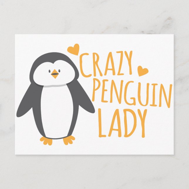 Crazy Penguin Lady Postkarte (Vorderseite)