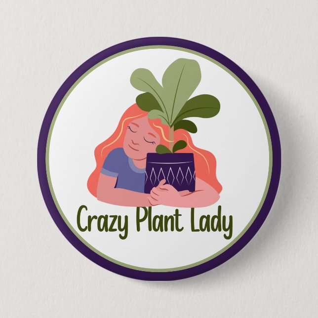 Crazy Pflanze Lady Button (Vorderseite)