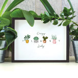 Crazy Pflanze Lady | Chic Watercolor Potcolor Pfla Poster<br><div class="desc">Sind Sie verrückt nach Pflanze? Oder kennen Sie jemanden, der einfach nicht genug von ihren Pflanze bekommt? Dann ist das Poster "Crazy Pflanze Lady" perfekt für Sie oder als Geschenk. Unser Design zeichnet sich durch unsere schönen, handbemalten Aquarelltöne aus. Das Wort "PFLANZE" steht zwischen den verschiedenen Pflanze, wobei "Crazy &...</div>