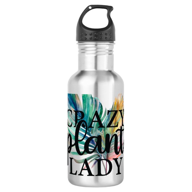 Crazy Pflanze Lady Edelstahlflasche (Vorderseite)
