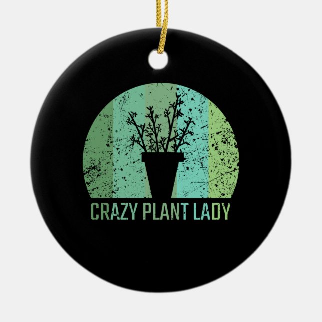 Crazy Pflanze Lady Geschenke Keramik Ornament (Vorne)