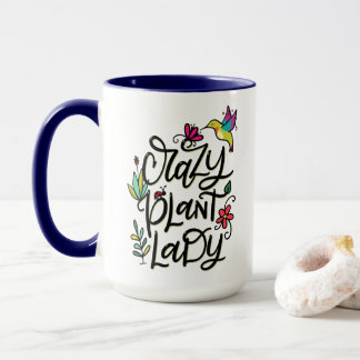 Crazy Pflanze Lady, handschriftlich Tasse