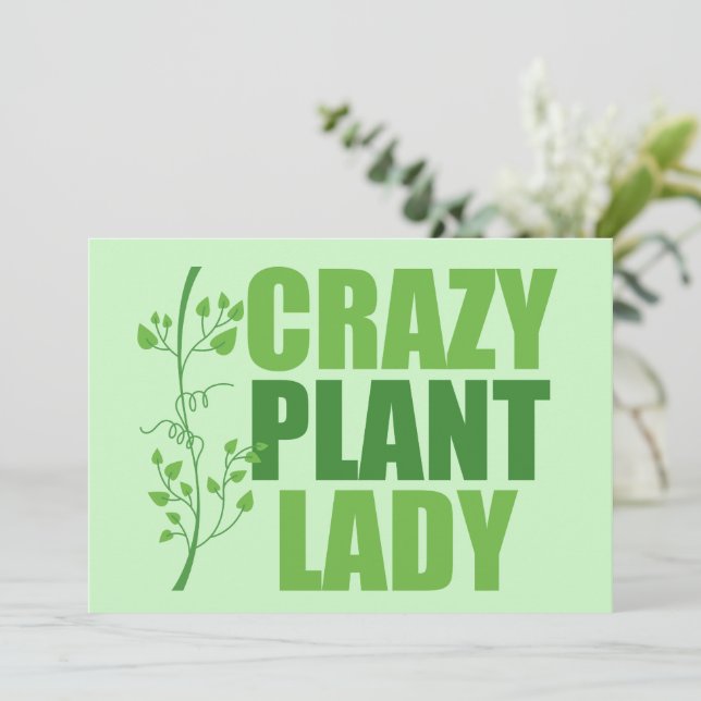 Crazy Pflanze Lady Niedlich Green Botanist Card (Stehend Vorderseite)
