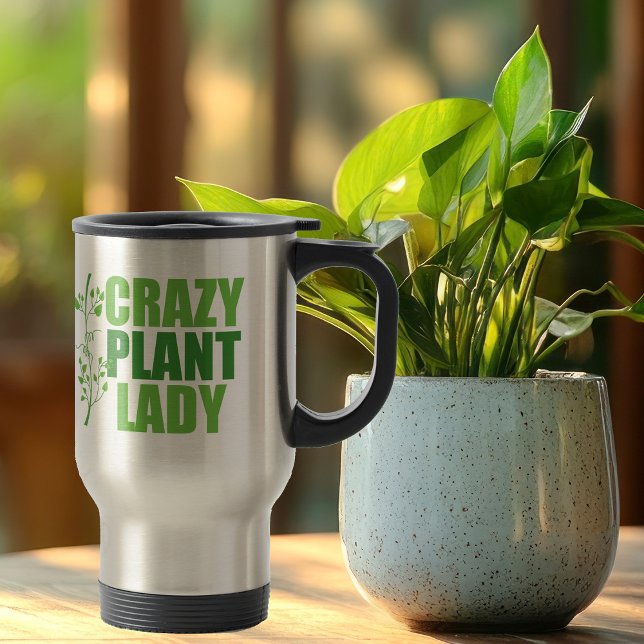 Crazy Pflanze Lady Niedlich Green Botanist Reisebecher (Von Creator hochgeladen)