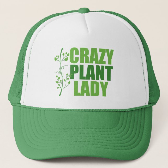 Crazy Pflanze Lady Niedlich Green Botanist Truckerkappe (Vorderseite)