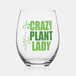 Crazy Pflanze Lady Niedlich Green Botanist Weinglas Ohne Stiel