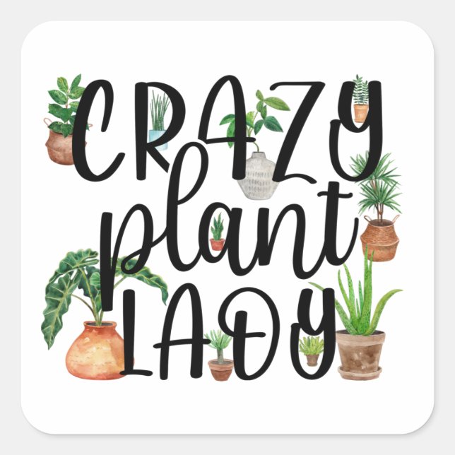Crazy Pflanze Lady Sticker (Vorderseite)