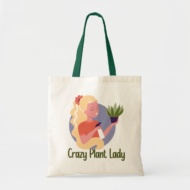 Crazy Pflanze Lady Tote Bag Tragetasche (Vorne)