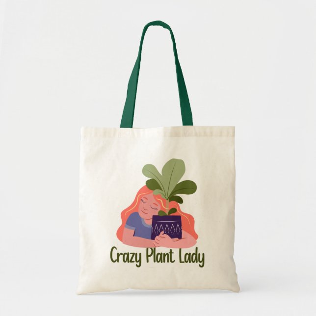 Crazy Pflanze Lady Tote Bag Tragetasche (Vorne)