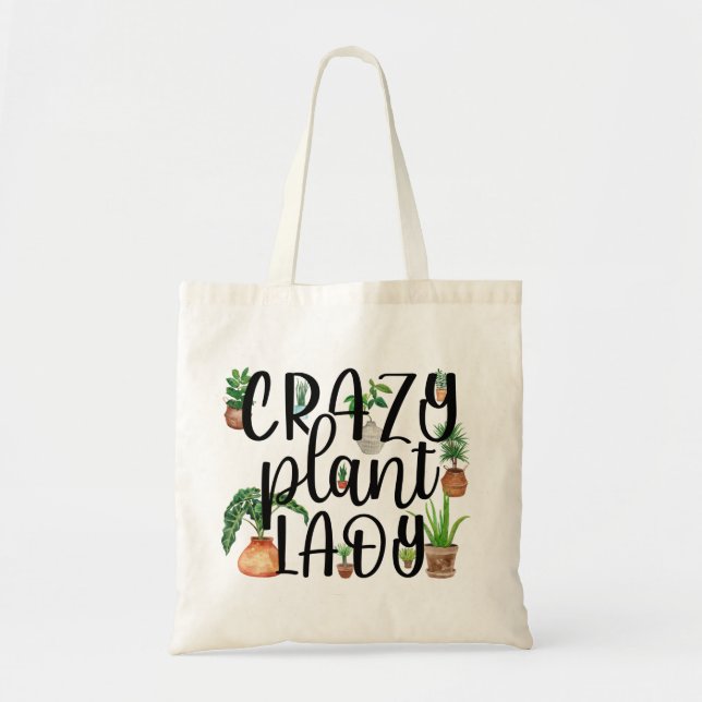 Crazy Pflanze Lady Tote Bag Tragetasche (Vorne)