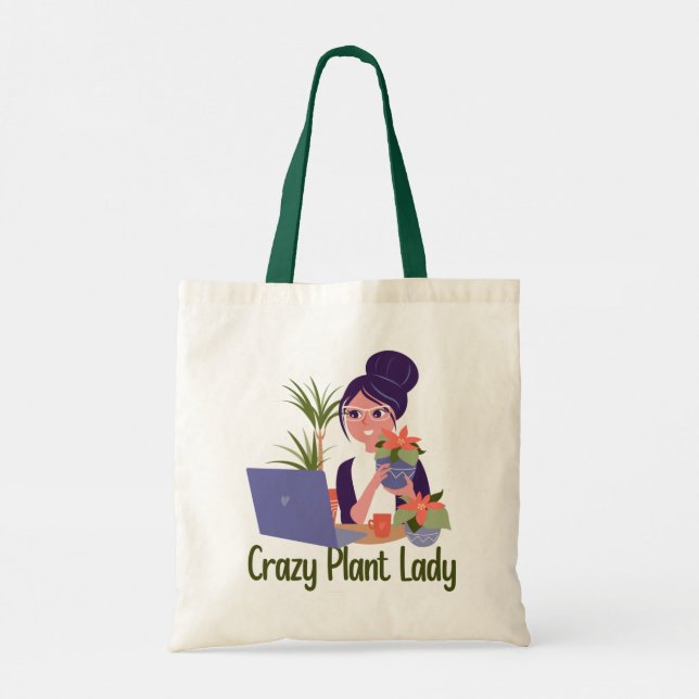Crazy Pflanze Lady Tote Bag Tragetasche (Rückseite)