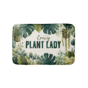 Crazy Pflanze Lady Typografy Banner mit Wasserfarb Badematte